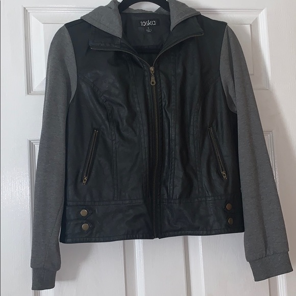 Toska Jackets & Blazers - Hooded leather sweatshirt combo